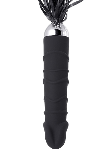 Силиконовый вибратор со встроенной плетью, 14 см, черный