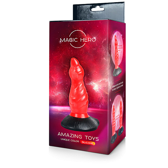 Яркий фаллоимитатор на присоске Magic Hero 19 см, красный