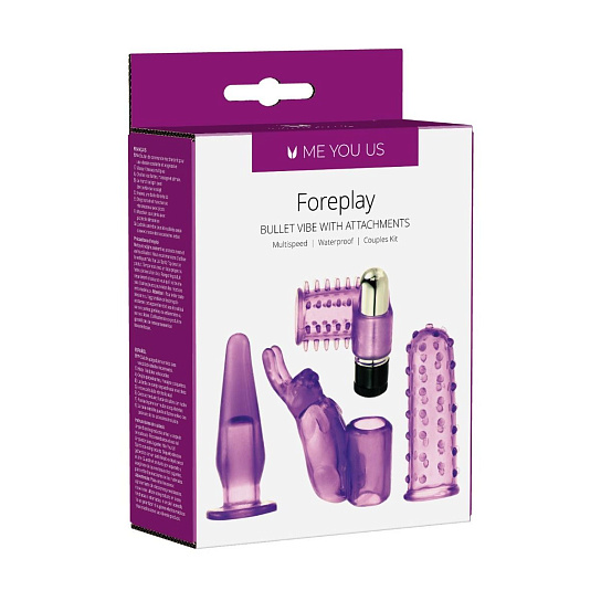 Вибромассажер для пар в наборе с насадками Foreplay Couples Kit