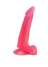 Розовый фаллоимитатор на присоске с мошонкой, Love Toy 17,8 см