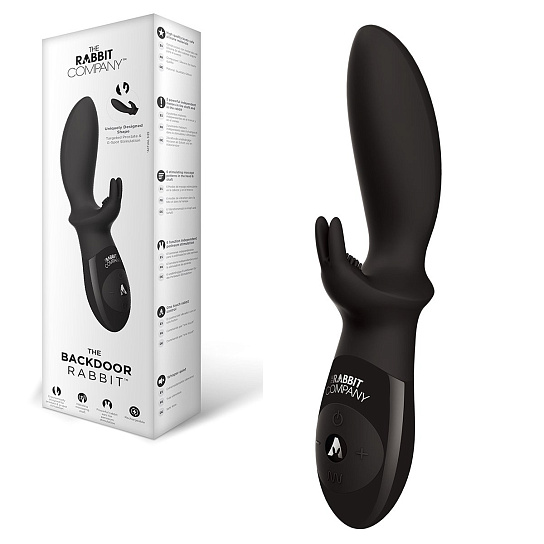 Вибратор двойной для простаты Backdoor Rabbit, черный
