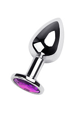 Анальная страза с фиолетовым камнем Toyfa Crystal из металла