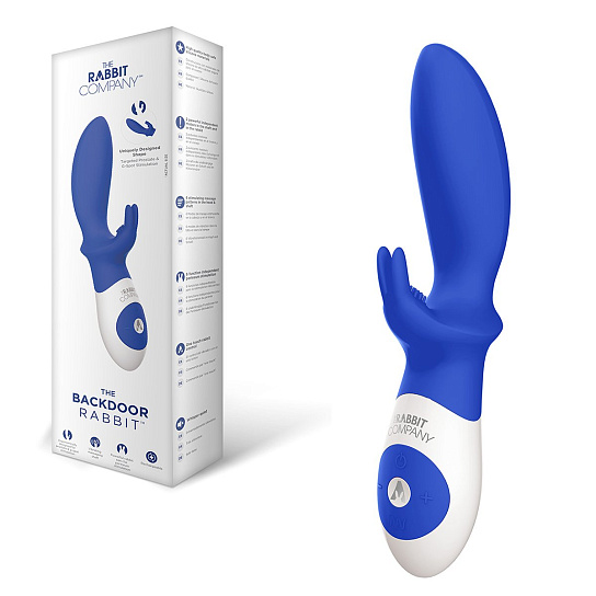 Вибратор двойной для простаты Backdoor Rabbit, синий