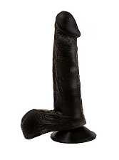Пенис на присоске мошонкой Love Toy черный 16,5 см