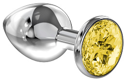 Анальный серебристый страз Diamond Clear Sparkle Small S, желтый