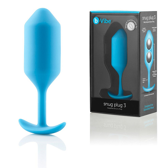 Профессиональная анальная втулка B-vibe Snug Plug 3, голубая