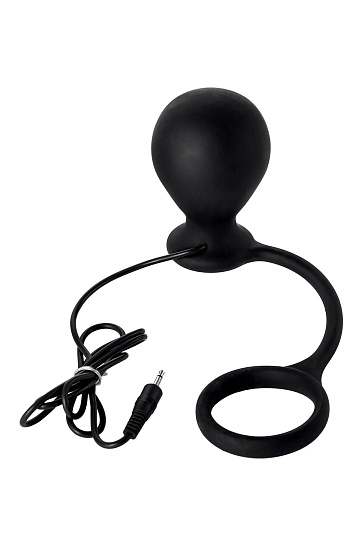 Силиконовая анальная втулка с пультом управления, черная