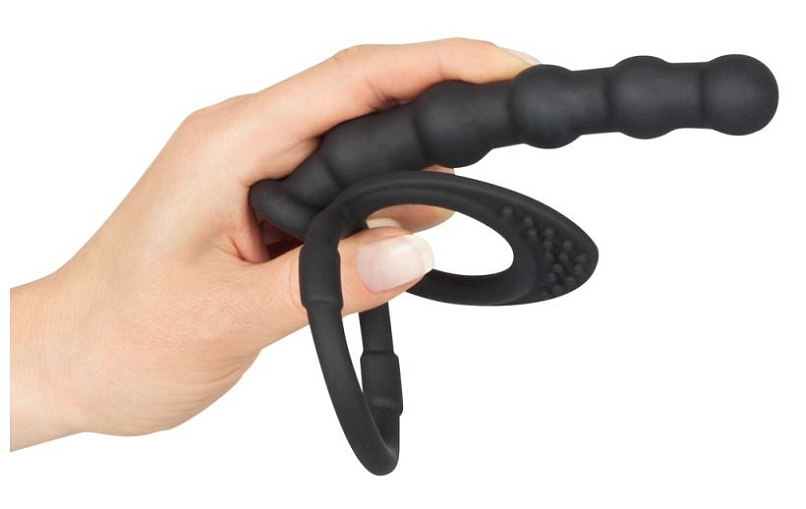 Насадка для двойного проникновения Black Velvets Cock&Ball ring