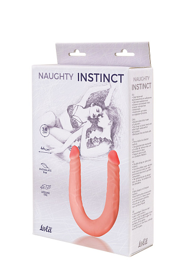 Двусторонний фаллоимитатор Naughty Instinct, телесный, 44 см