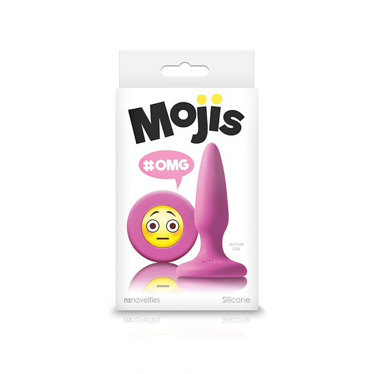 Анальная втулка со смайликом Emoji Face OMG Pink малая