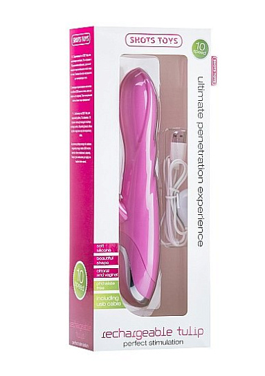 Силиконовый вибратор с клиторальным отростком TULIP, розовый