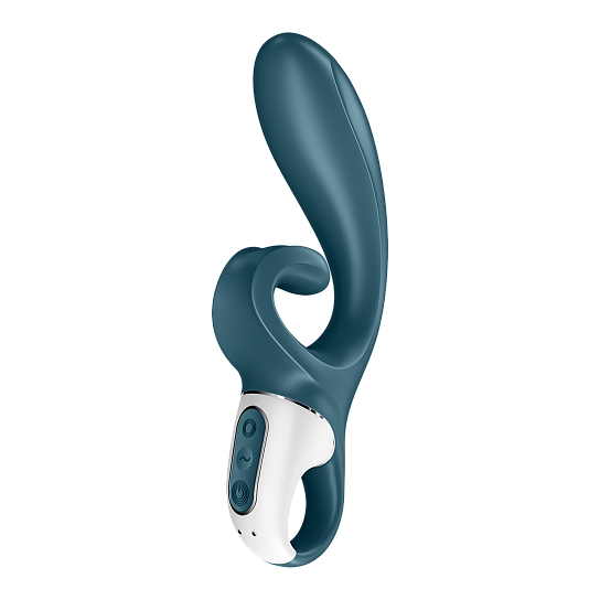 Вибратор-кролик с ультра-гибким отростком Satisfyer Hug me, серо-голубой