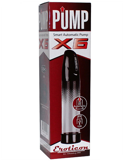 Мужская помпа Eroticon PUMP X6 с памятью последнего использования, 20 см