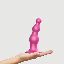 Анальная насадка для страпона Strap-on-me Dildo Plug Beads Framboise 16 см, L, розовый металлик