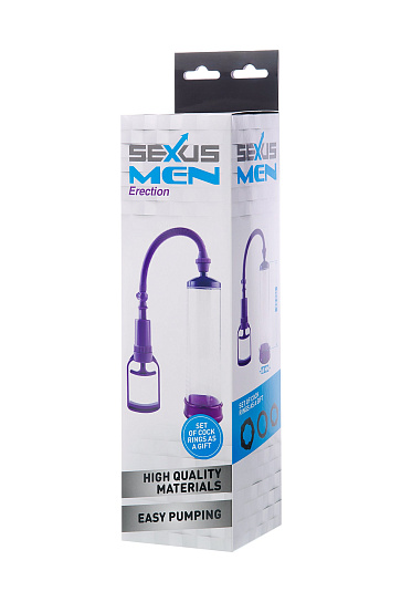 Вакуумная помпа для члена СЕКСУС МЕН, 22 см, фиолетовая