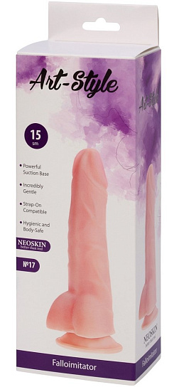 Фаллос на присоске с выраженным рельефом Art-Style №17, 15 см