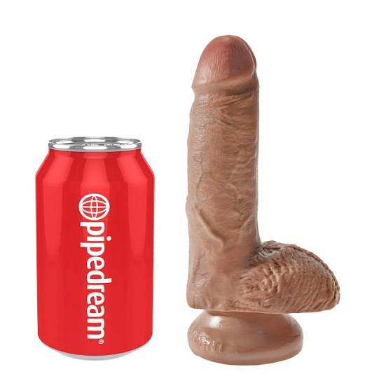 Реалистик с мошонкой на присоске Cock with Balls King Cock 13.5 см, коричневый