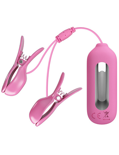 Виброзажимы для сосков с электростимуляцией Baile Pretty Love, розовые