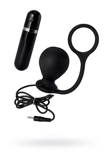 Силиконовая анальная втулка с пультом управления, черная