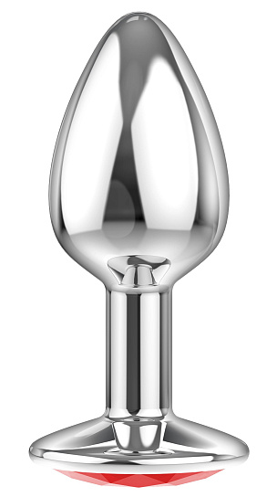 Анальный серебристый страз Diamond Clear Sparkle Small S, красный