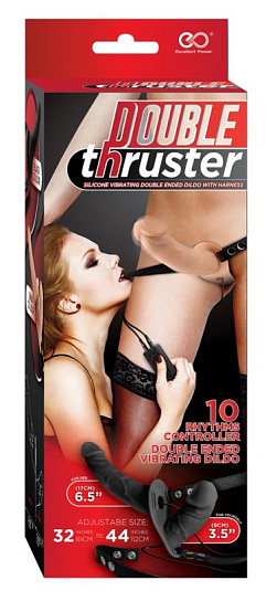 Страпон вибрирующий DOUBLE THRUSTER, 17 см