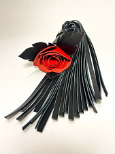 Плеть BDSM-Арсенал Красная Роза лаковая с хвостами из кожи