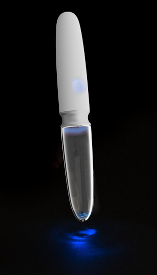 Вибратор Orion Liaison Led Straigt стеклянный, белый-прозрачный