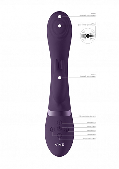 Вибромассажер кролик Cato с функцией импульсное воздействие, фиолетовый