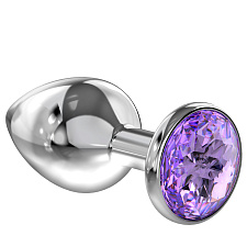 Анальная пробка Lola Games Diamond Clear Sparkle со стразом, XL, фиолетовая