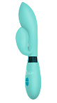 Вибратор Gina с изогнутой формой Indeep с клиторальным отростком, бирюзовый