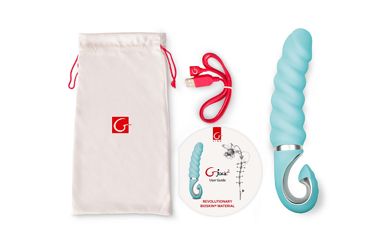 Анатомический витой вагинальный вибратор Gjack 2, бирюзовый