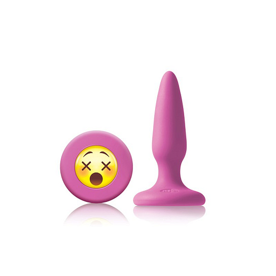 Анальная пробка Moji's Wtf, силиконовая со смайлом, розовая