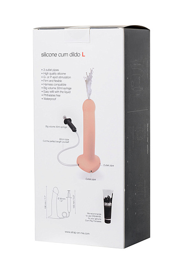 Ремневой страпон с имитацией семяизвержения Strap-on-me, 19.6 см, телесный