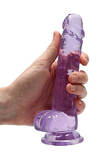 Фаллоимитатор прозрачный с мошонкой Shots Media RealRock, 18 см, фиолетовый
