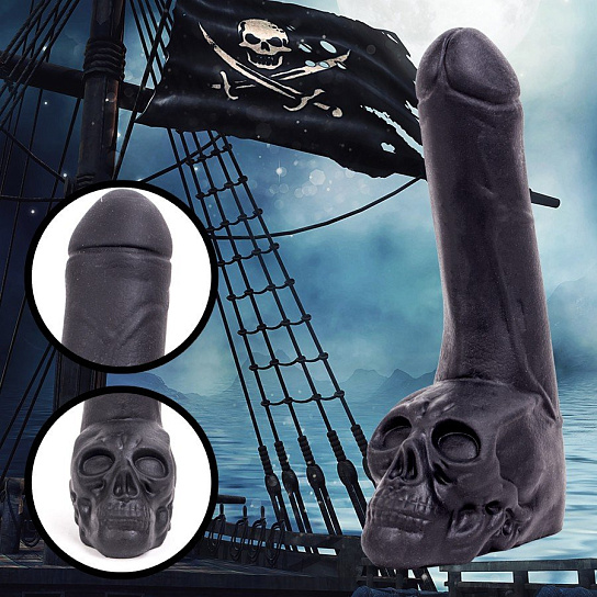 Большой член с черепом Cock with Skull - Black 28,5 см