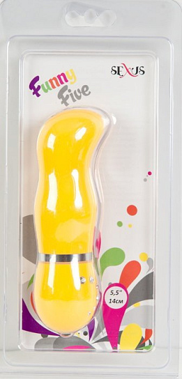 Вибратор с изысканным украшением из страз FUNNY VIBRO, желтый