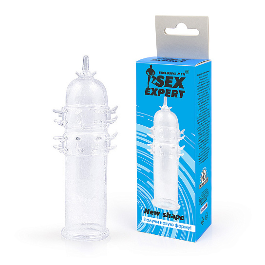 Закрытая насадка на пенис с небольшими шипиками