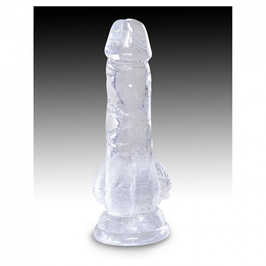 Фаллоимитатор с мошонкой на присоске King Cock Clear 10,8 см