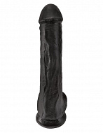 Фаллос гигант на присоске Cock with Balls с мошонкой 22.4 см, черный