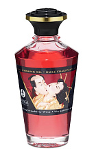 Разогревающее масло для тела Shunga Игристое клубничное вино, 100 мл