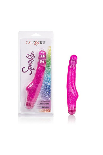 Женский гелевый ребристый вибратор Sparkle Radiant Ripple-Pink