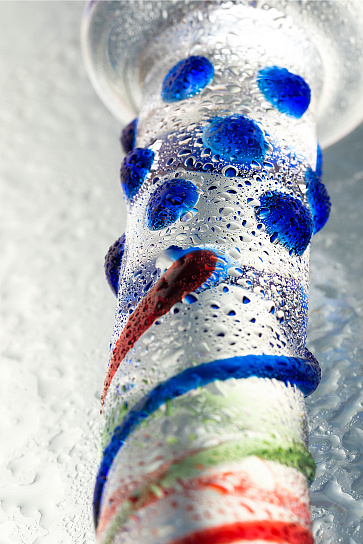 Фаллос GLASS с крупной головкой и уникальным рельефом, 17 см