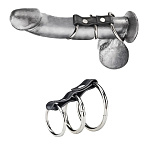 Хомут на пенис из трех металлических колец 3 Ring Gates Of Hell