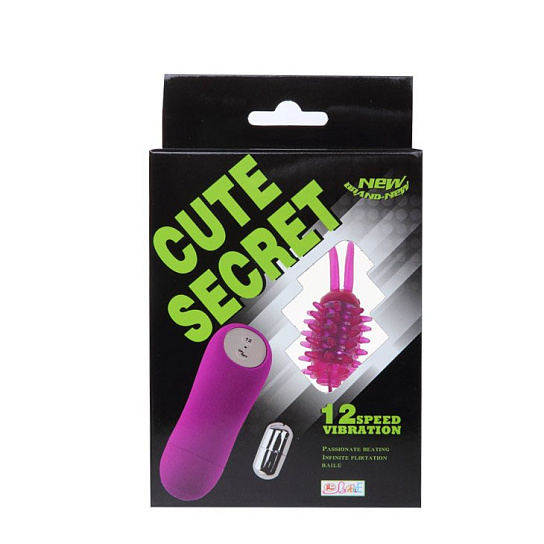Мини-вибратор Cute Secret с насадкой в виде усиков, 4см, 12 режимов
