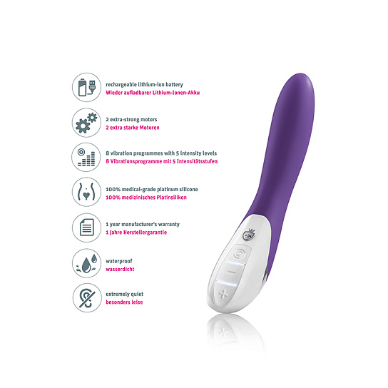 Вибратор сочетающий вибрации и электрическую стимуляцию ELEGANT ERIC, фиолетовый