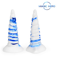 Оригинальный фаллоимитатор на присоске Magic Hero 20 см, сине-белый