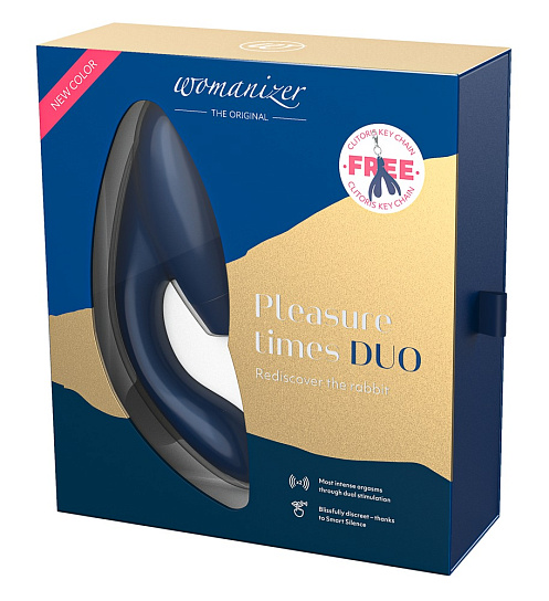 Клиторальный стимулятор Womanizer Duo с технологией Smart Silence, синий