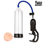 Ручная помпа для пениса с насадкой в виде вагины Sex Expert, 20 см