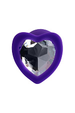 Фиолетовая анальная втулка Diamond Heart с кристаллом, размер S