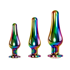 Набор радужных анальных пробок Evolved Rainbow Metal Plug Set